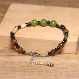 Dainty Natural Olive <span class=keywords><strong>Green</strong></span> Pedra Pulseira para Homens Mulheres Verde Aventurina Tiger <span class=keywords><strong>Eye</strong></span> Natural Frisado Cura Pedra Pulseira Jóias - Product Image 3