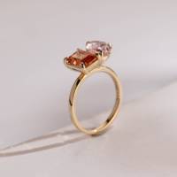 Bague de fiançailles et de mariage en argent sterling 925 personnalisée avec double pierre en moissanite, diamant simulé tendance, bague de promesse Toi et Moi