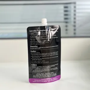 Black Purple Liquid Packaging 500ml Neutralizer Cream Plastic Leak ProoF Spout Pouch Bag