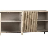 Armoire en bois vintage marron pour salon, 4 portes, grande capacité de rangement, buffet
