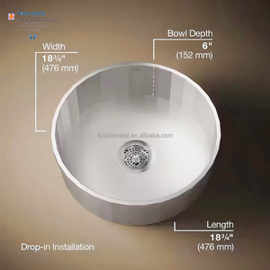 Elegante e Raffinato Lavabo da Bagno Rotondo Fatto a Mano con Diametro di 476mm - Product Image 5