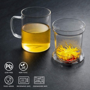 Bûcher clair bureau thé infuseur panier couvercle résistant à la chaleur tasse en verre pour le brassage feuilles mobiles fleur thé pour verres - Product Image 5