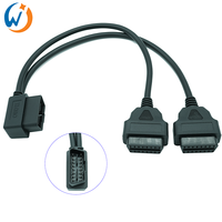 OBD2 Universal en ángulo recto OBD II OBD2 16 pines macho a doble hembra divisor extensión Y Cable para coches