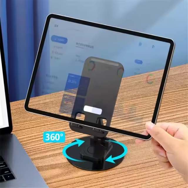 Adjustable Alloy Metal Support Table 360 Rotating Aluminum Mobile Phone Holder Portable and Flexible for Desk or Bed Use