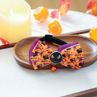 Kalung Hewan Peliharaan Berbentuk Kepala Labu Hantu Laba-laba Halloween untuk Anjing Kucing, Bahan Poliester, Nyaman, Aksesoris Fashion