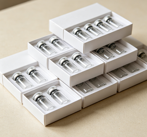 Custom Stackable White Tray Glass Vials Removable Rubber Stoppers <b>Mixed</b> <b>Box</b> Layout Complete Skincare Display Packaging Sets - Product Image 4