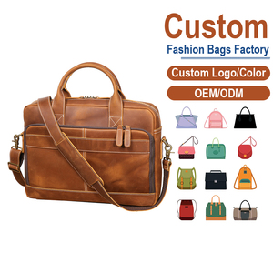 Maletín de cuero Crazy Horse color canela para hombre con compartimento para portátil |   Fabricación Personalizada OEM/ODM para Marcas Empresariales y Ejecutivas - Product Image 1