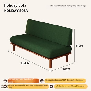 Set di Divani Moderni Quadrati Imbottiti in Spugna Senza Braccioli in <span class=keywords><strong>Legno</strong></span> Massello per Salotti di Piccoli Appartamenti - Product Image 2