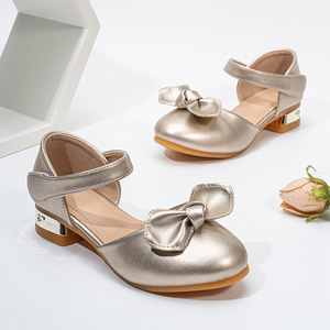 Scarpe da Principessa con Fiocco Dorato per Bambine <span class=keywords><strong>mj</strong></span>, Comode con Cinturino a Fibbia, per Spettacoli e Sfilate - Product Image 1