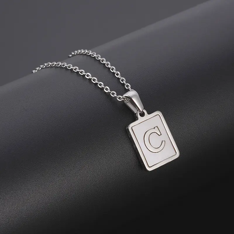 Conjunto de collar con letras de acero inoxidable y titanio a la moda, cadena de eslabones de joyería con forma de moneda para niñas y amigas, regalo al por mayor