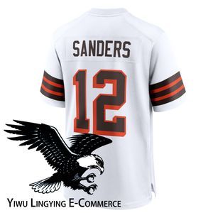 Ventes en gros de maillots de football américain de style <span class=keywords><strong>Cleveland</strong></span> 2025, broderie de haute qualité, 12 # Sanders Séchage rapide et respirant - Product Image 4