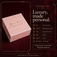 Caja de Propuesta para Damas de Honor, Venta al Por Mayor, Regalo de Boda, Caja Rígida Personalizada con Lámina Dorada Rosa, Cierre Magnético, Directo de Fábrica, MOQ 500