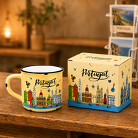 Mug à café en céramique souvenir touristique de la ville du Portugal avec bordure OEM ODM personnalisé en gros