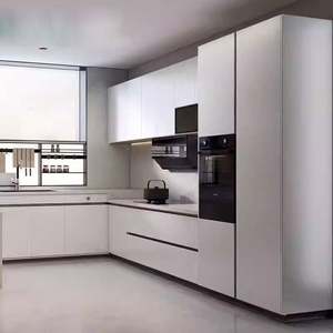 Cuisine modulaire en bois de conception italienne sur mesure en Chine, ensemble complet, plan de travail en marbre artificiel, évier en acrylique, tiroir - Product Image 3