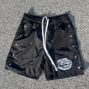 High Quality Custom Logo Polyester Spandex Gym Sports Windbreak <b>Nylon</b> <b>Shorts</b> Side Buttons <b>Nylon</b> Polyester <b>Shorts</b> - Product Image 2