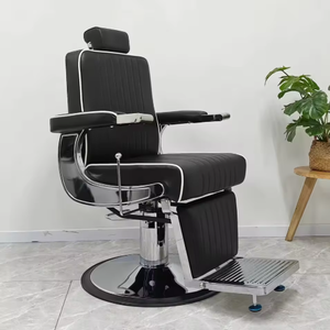Silla de Barbero Negra de Alta Calidad, Cuero Sintético con Ruedas para Barberos Altos - Product Image 5