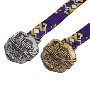 Exclusive Customized Metal Sports Marathon Medals Gold Silver and Bronze Designs with <b>Ribbons</b> Unique Crafted - Product Image 3