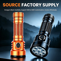 Lampe de poche à 8 LED P35 haute luminosité, torche extérieure en alliage d'aluminium rechargeable par USB, lampe de poche d'urgence étanche pour le camping