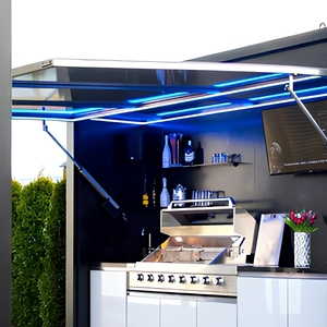 Pabellón de <span class=keywords><strong>Cocina</strong></span> Modular Prefabricado para Exteriores, con Parrilla de Acero Inoxidable, Toldo para Patio y Jardín - Product Image 5