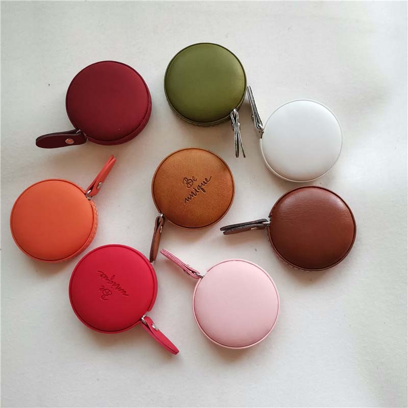 Loq Moq Custom Promotional Retractable Tailor Body Cloth PU Measuring Tape 1.5M Round Mini Leather Tape Measure With Logo