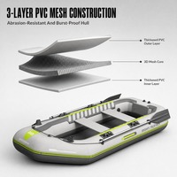 Bateau de pêche gonflable à fond rigide, en PVC 3 couches, maille épaissie, résistant à l'abrasion, pour 4 personnes, avec support hors-bord, vente en gros