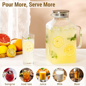 <span class=keywords><strong>Carafe</strong></span> <span class=keywords><strong>en</strong></span> <span class=keywords><strong>verre</strong></span> de 1 gallon, forme carrée minimaliste moderne, pour réfrigérateur, avec couvercle - Product Image 2