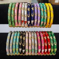 Bracelets vintage ethniques gravés en alliage grainé pour femmes, colorés, avec émail cloisonné en relief géométrique et placage or 18 carats