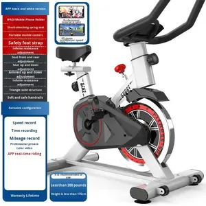 Vélo d'appartement en acier <span class=keywords><strong>pour</strong></span> exercice à domicile, fonctionnement silencieux, surveillance de la fréquence cardiaque, capacité 100 kg - Cadeau transfrontalier - Product Image 4