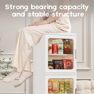 خزانة صغيرة للحمامات من البلاستيك قابلة للطي والرص على بعضها وتُستخدم كحاوية تخزين وتخزين وجبات خفيفة مع عجلات للبيع بالجملة - Product Image 6