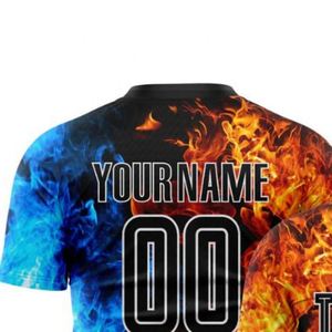 Fire Blue <b>Flame</b> Soccer Jersey Short Sleeve Football <b>Shirt</b> Breathable Lightweight Quick Dry Performance Sportswear for Training - Product Image 6
