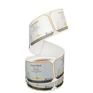 Tùy chỉnh thiết kế OEM tráng giấy vàng dập nổi hiệu ứng chai rượu vang nhãn tự dính Nhãn dán nhãn CuộN - Product Image 1