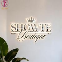 Enseigne lumineuse LED 3D de luxe en or rétroéclairée, personnalisée avec le nom de la marque, pour hall d'hôtel, salon, logo lumineux pour mur de clinique
