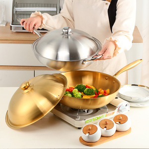 Poêle à frire antiadhésive en acier inoxydable de 36cm avec couvercle pour la cuisine - Product Image 2