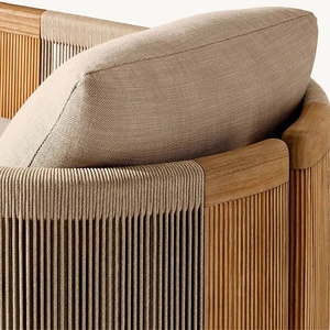Muebles de Jardín de Diseño Moderno, Madera de Teca, Resistentes al Agua, con Brasero, Conjuntos de Sofás para Exteriores, Patio, Jardín de Lujo - Product Image 2