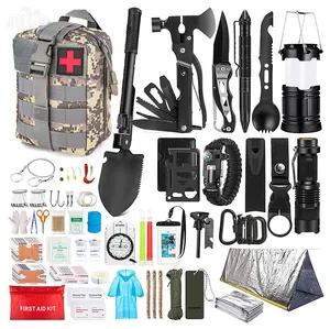Professionele 250 Stuks Reizen EHBO-Kit Outdoor Noodsituatie Multifunctionele Camping Opvouwbare Shovel Survival Gear Kit