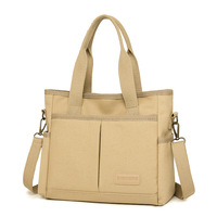 Sac fourre-tout décontracté pour femme de grande capacité, style coréen, en toile, avec fermeture ouverte, doublure en cuir véritable, sangle chaîne de luxe