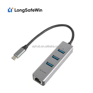 4-in-1 USB-C tip C HUB yüksek hızlı USB3.0 tip-c yerleştirme istasyonu ile 3xUSB RJ45 Gigabit Ethernet ağı ve 4 Port şarj