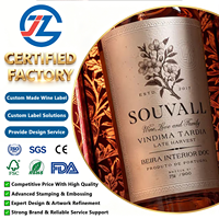 Étiquette autocollante personnalisée en papier texturé avec gaufrage à chaud doré pour bouteille de vin – Luxe, élégance, impression de logo sur mesure