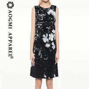 Abito <span class=keywords><strong>Midi</strong></span> Slim <span class=keywords><strong>a</strong></span> <span class=keywords><strong>fiori</strong></span> senza maniche con girocollo in seta/cotone/pizzo vestito estivo Casual - Product Image 1