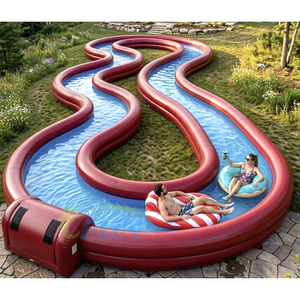 Attrezzatura per Parco Acquatico Esterno, Piscina Gonfiabile Gigante Portatile con <span class=keywords><strong>Fiume</strong></span> Lento per Giardino e Feste in Campeggio - Product Image 4