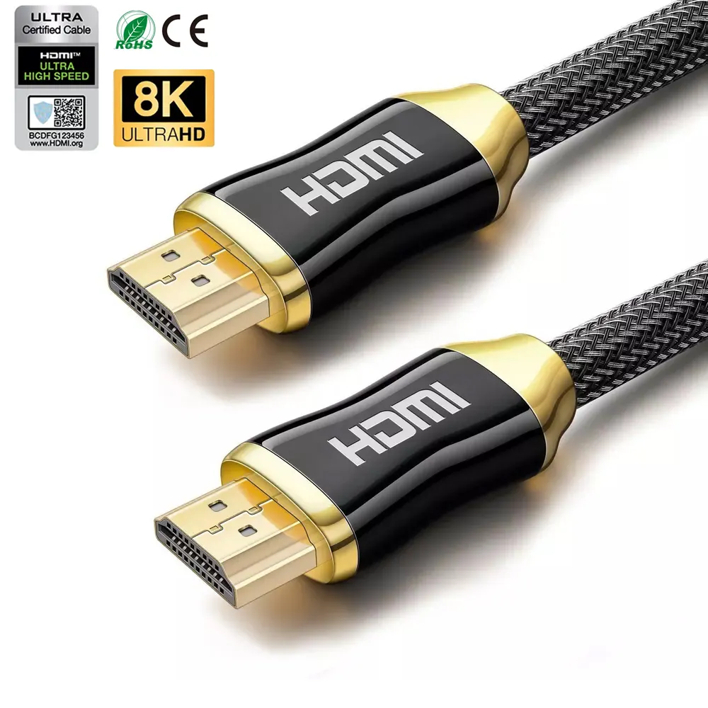 Premium Gold Plated Audio Video Metal Kabel Movil a Tv Wire Cords Cabo HD Cavo Support 2.1 OEM 4K 120Hz 8K 60hz To HDMi Cable