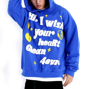 Özel Logo yeni moda kazak Unisex pamuk 3d puf baskılı kapüşonlu svetşört erkek Hoodies tişörtü