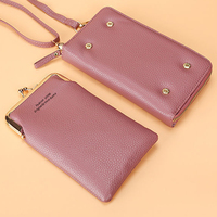 Tas wanita dompet PU lembut kunci ciuman selempang tali bahu tas tangan untuk wanita murah tas wanita dompet selempang ponsel