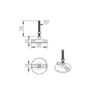 الشركة المصنعة في الصين ، أثاث مستعمل بقاعدة انزلاقية كبيرة دوارة بفتحة * m12 * بقاعدة نايلون ، طاولة قدم سويف مستعملة - Product Image 6