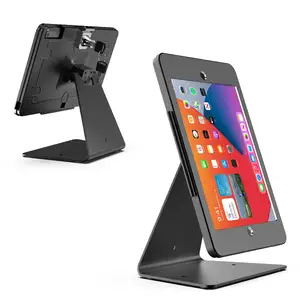 Desktop Anti Theft Security Kiosk Stand Holder with Lock Flip & 360 Rotating Horizontal or Vertical iPad Stand Anti Theft
