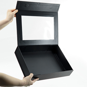 Customizable Logo Sturdy Pvc <b>Window</b> Foldable Gift Paper Box Packaging Paperboard Black Gift Box With Magnetic Closure Clear Lid - Product Image 5