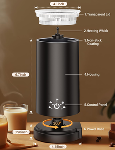 Espumador de leche eléctrico 4 en 1, mezclador de alimentos y fabricante de espuma de chocolate caliente con función automática de mantenimiento del calor - Product Image 3