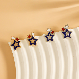 Pendientes de Moda para el Día de la Independencia Americana, Estrella Roja, Blanca y Azul, Pendientes de Estrella Audaces, Brillantes y Elegantes, Pendientes Patrióticos - Product Image 2