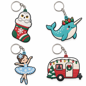 Llaveros de PVC Suave con Diseño Navideño Personalizado, con Diseños de Santa, Árbol, Campana y Calcetín, Anillos Metálicos para Llaves, Campanas para Regalos y Promociones Navideñas - Product Image 3