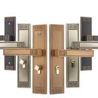 Nouvelle poignée de porte intérieure en alliage de zinc, style classique rétro, silencieuse, en bois, avec serrure à clé pour maison